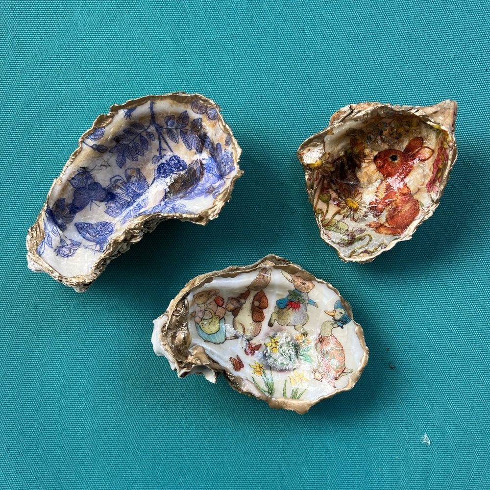 Decorative Oyster Trinket Dish Tray Coastal Decor Handmade